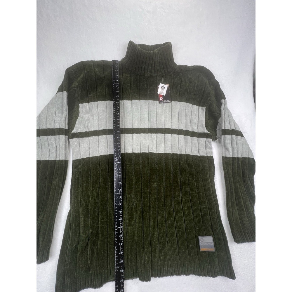 Vintage 90s Southpole Knit Sweater Green Mens Sz 2XL Turtle Neck Y2K‎ Velour NWT - Picture 4 of 10